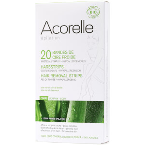 Восковые полоски для депиляции ног с алоэ вера и пчелиным воском Acorelle Ready to Use Aloe Vera and Beeswax Leg Strips — 20 шт.