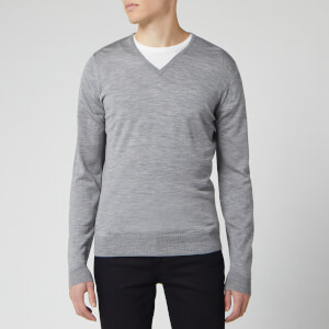 John Smedley Men's Blenheim 30 Gauge Extra Fine V Neck Jumper - Silver