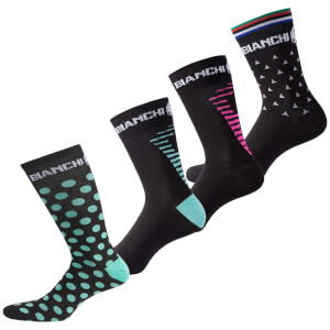 Bianchi Penice Socks - Black/Celeste Dots
