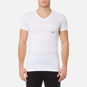 Emporio Armani Men's Stretch Cotton V Neck T-Shirt - Bianco