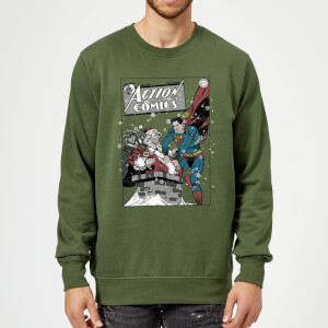 DC Comics Originals Superman Action Comics Green Christmas Sweatshirt