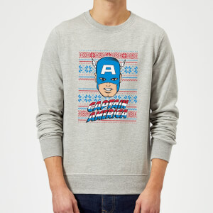 Sudadera Navidad Marvel Comics "Captain America" Cara - Hombre/Mujer - Gris