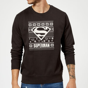 DC Superman Christmas Knit Logo Black Christmas Sweatshirt