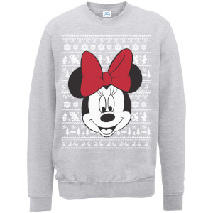 Pull de Noël Homme Disney Minnie Mouse Visage Minnie - Gris