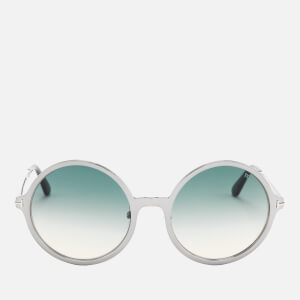 Tom Ford Women's Ava Round Frame Sunglasses - Light Ruthenium/Gradient Blue