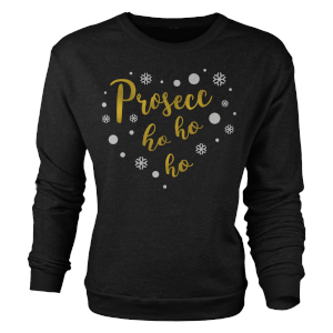Prosecc Ho Ho Ho Metallic Black Women's Christmas Sweatshirt