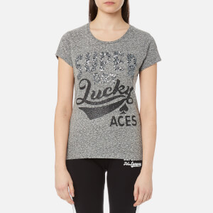 Superdry Women's Lucky Aces Sequin Entry T-Shirt - Grey Marl