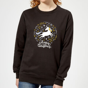 Unicorn Christmas Women's Sweatshirt - Black