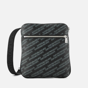 Emporio Armani Men's Allover Logo Cross Body Bag - Black