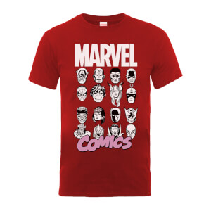 Marvel Comics Multi-Faces Men's Red T-Shirt