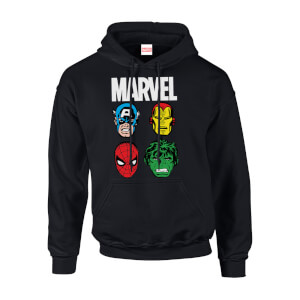 Marvel Comics Main Character Faces Men's Black Pullover Hoodie