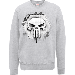Marvel The Punisher Skull Badge Logo Grey Men's Sweatshirt