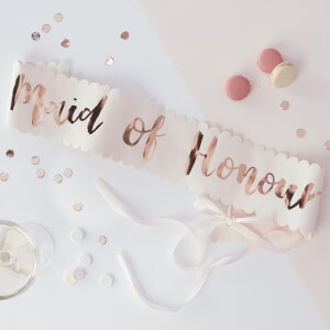 Ginger Ray Maid of Honour Sash - Pink/Rose Gold