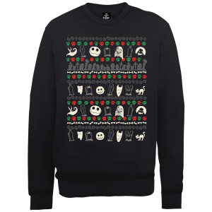 Disney The Nightmare Before Christmas Jack Sally Zero Faces Black Sweatshirt