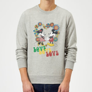 Disney Mickey Mouse Hippie Love Sweatshirt - Grey