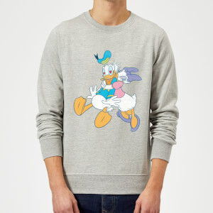 Disney Mickey Mouse Donald Daisy Kiss Sweatshirt - Grey