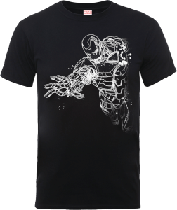 T-Shirt Marvel Avengers Assemble Iron Man Mono Sketch - Nero