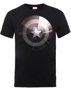 T-Shirt Homme Marvel Avengers Assemble - Captain America Bouclier Brillant - Noir
