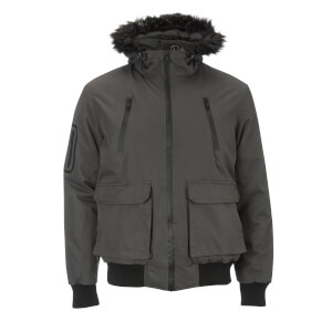 Brave Soul Men's Bradshaw Padded Bomber Jacket - Grey