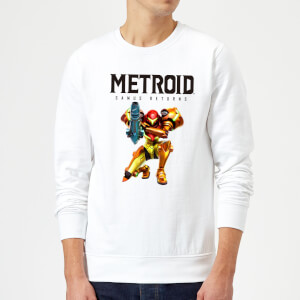 Sweat Homme Super Metroid (Nintendo) Samus Returns - Blanc