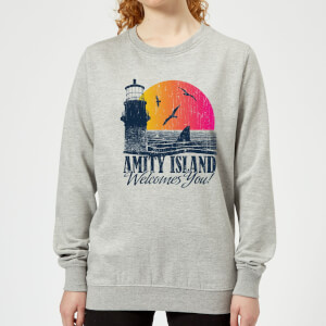 Sudadera Tiburón Welcome To Amity Island - Mujer - Gris