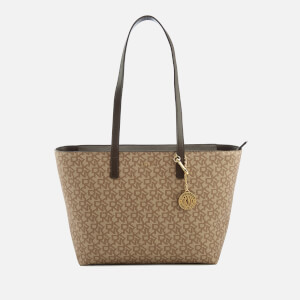 DKNY Women's Bryant Medium Logo Tote Bag - Mocha Brown Logo Brown