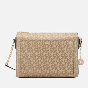 DKNY Women's Bryant Medium Box Cross Body Bag - Mocha Brown Logo Brown