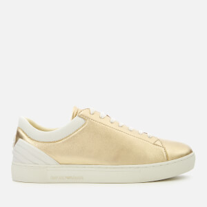 Emporio Armani Women's Alana Metallic Low Top Trainers - Gold/Optical White