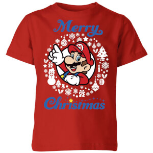 T-Shirt de Noël Enfant Joyeux Noël - Super Mario Nintendo - Rouge