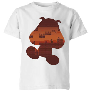 Nintendo Super Mario Goomba Silhouette Kinder T-Shirt - Weiß