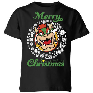T-Shirt de Noël Enfant Bowser Joyeux Noël - Super Mario Nintendo - Noir