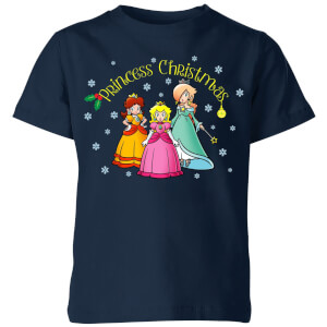 T-Shirt de Noël Enfant Princesse Noël - Super Mario Nintendo - Bleu Marine
