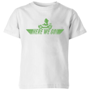 Nintendo Mario Kart Here We Go Luigi Kinder T-shirt - Wit