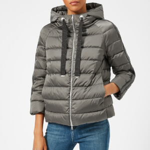 Herno Women's Short Satin Hooded Coat - Grey