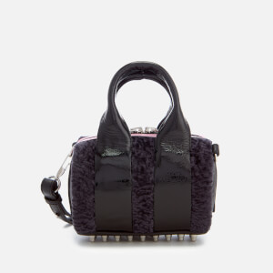 Alexander Wang Women's Baby Rockie Patent and Shearling Tote Bag - Grey Multi