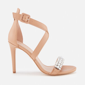 Kurt Geiger London Women's Knightsbridge Crystal Leather Heeled Sandals - Camel