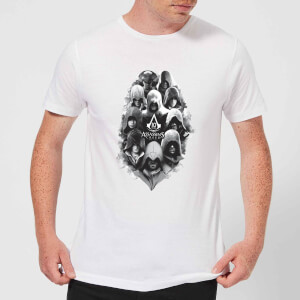 Assassin's Creed Greyscale Hooded Faces Men's T-Shirt - White