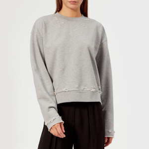 T by Alexander Wang Women's Dry French Terry Distressed Sweatshirt - Heather Grey