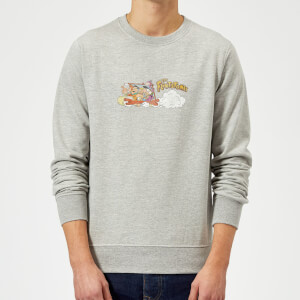 The Flintstones Family Car Distressed Sweatshirt - Grey