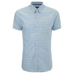 Threadbare Men's Mitts Short Sleeve Shirt - Navy/White Stripe