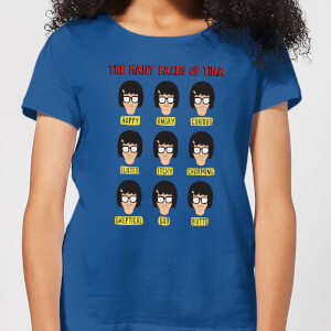 Bobs Burgers The Many Faces Of Tina Dames T-shirt - Blauw