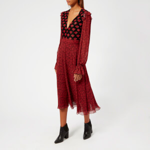 Philosophy di Lorenzo Serafini Women's V Neck William Morris Print Dress - Red/Black