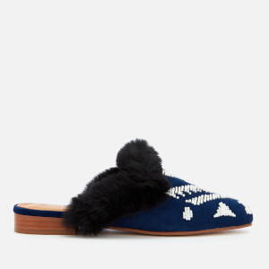 Soludos Women's Sedona Faux Fur Beaded Mules - Navy