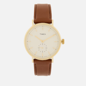 Timex Men's Fairfield Sub-Second Leather Strap Watch - Gold-Tone/Brown/Cream