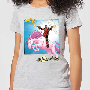 T-Shirt Femme Deadpool Chevauche une Licorne Marvel - Gris