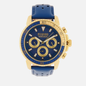 Versus Versace Men's Aberdeen Leather Strap Watch - Navy/Gold
