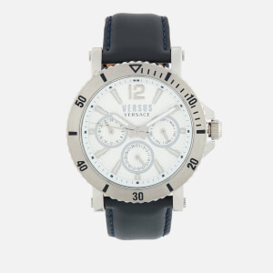 Versus Versace Men's Steenberg Leather Strap Watch - Navy/Silver