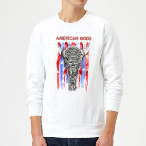 Sweat Homme American Gods Tête de Mort et Drapeau Américain - Blanc