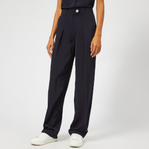 Victoria, Victoria Beckham Women's Satin Crepe Slim Front Pleat Pants - Midnight
