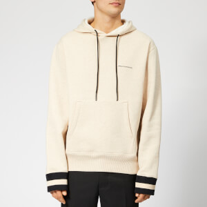 Drôle de Monsieur Men's Hem Striped Logo Hoodie - Beige